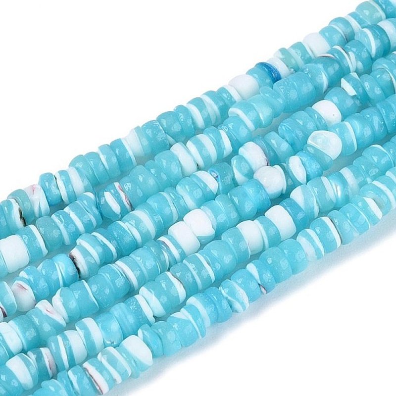 Natural Trochid Shell Beads Strands, Dyed, Sky Blue, 270-290 pcs — Jewelry Beads