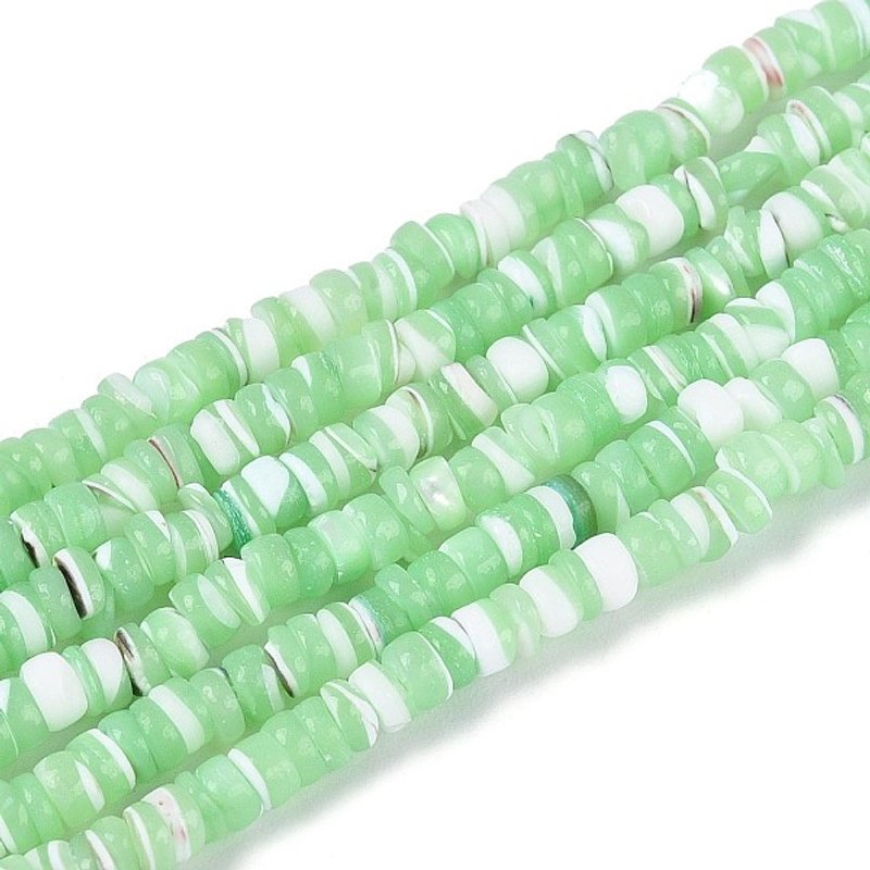 Natural Trochid Shell Beads Strands, Dyed, Medium Spring Green