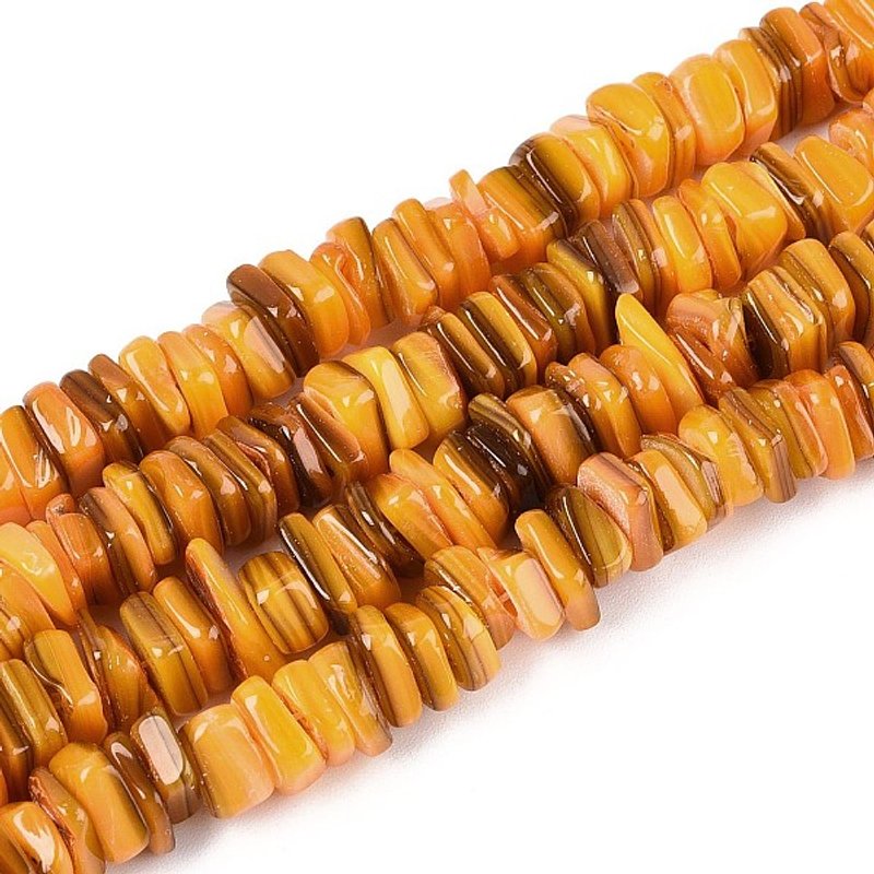 Natural Freshwater Shell Beads Strands, Dyed, Goldenrod, 155-165pcs