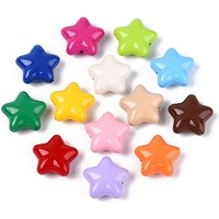 Baking Paint Opaque Acrylic Star Beads, Mixed Colors