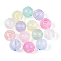 Transparent Acrylic Round Beads with Glitter Powder, Mixed Colors