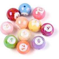 UV Plating Opaque Acrylic Beads, Iridescent Billiards, Mixed Color — Jewelry Beads