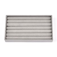 Plateau de Rangement pour Bagues de Mariage en Velours à 6 Compartiments, Gris Clair — Rangement et présentation