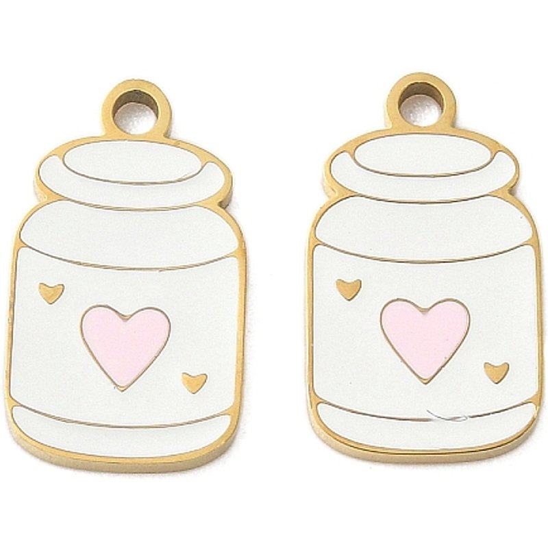 Pendentif en Acier Inoxydable 304 Émaillé en Forme de Bouteille avec Plaquage en Or 18K — Breloques et pendentifs