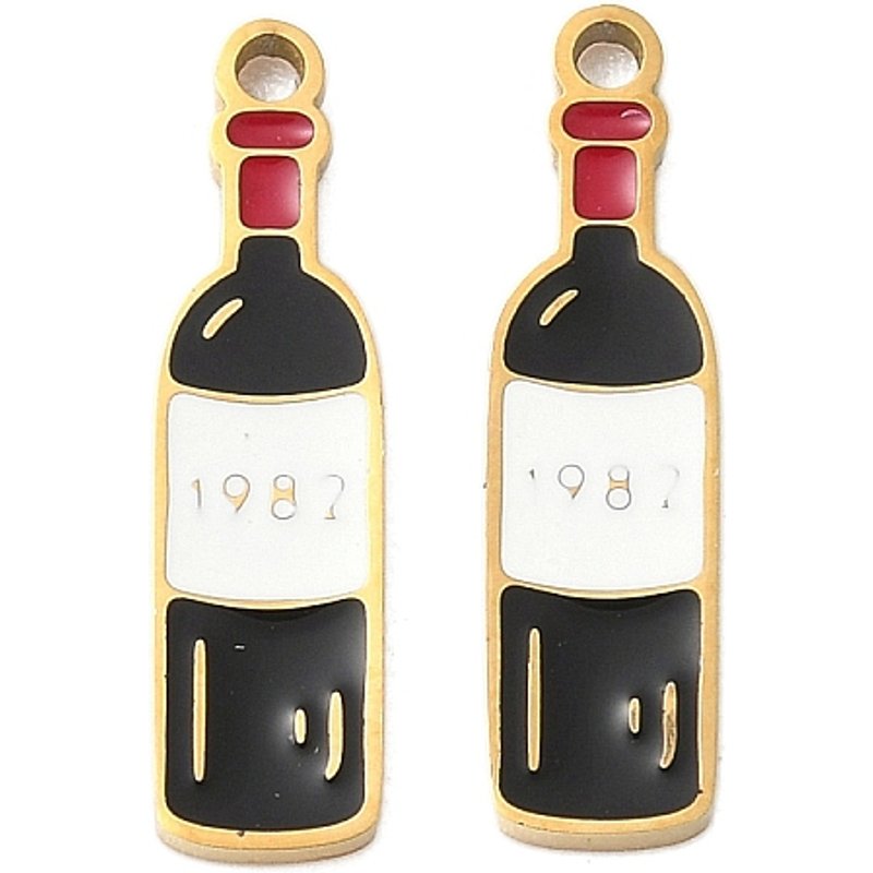 304 Stainless Steel Enamel Pendant in Red Wine and Black — Charms & Pendants