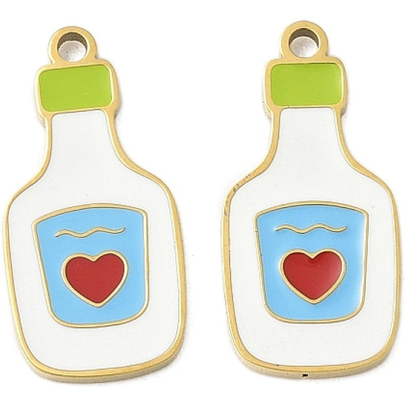 Pendentif en Émail en Acier Inoxydable 304, Boisson, Plaqué Or 18K — Breloques et pendentifs