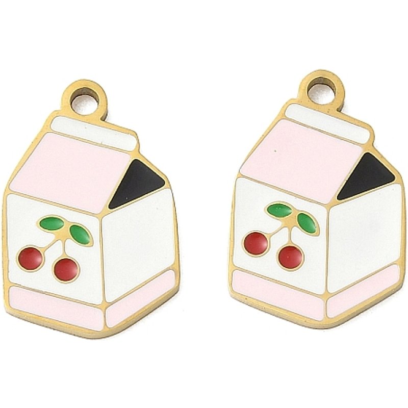 Pendentif en acier inoxydable 304 émaillé - Rose brume, plaqué or 18K — Breloques et pendentifs