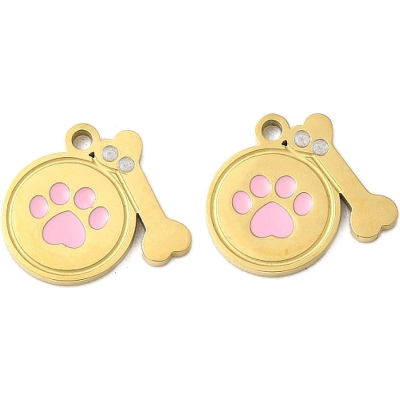 Breloques en Acier Inoxydable 304 avec Motif de Patte et Os — Breloques et pendentifs