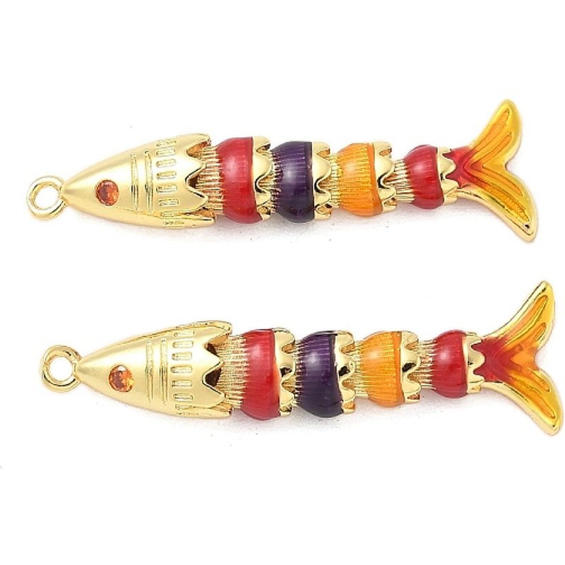 Brass Micro Pave Cubic Zirconia Fish Pendant, 18K Gold Plated — Charms & Pendants