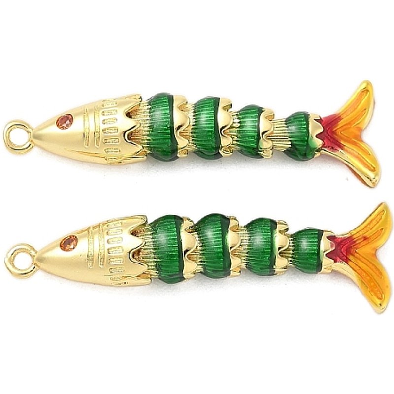 Pendentif Poisson en Laiton Micro Pave Zircon Cubique, Plaqué Or 18K — Breloques et pendentifs