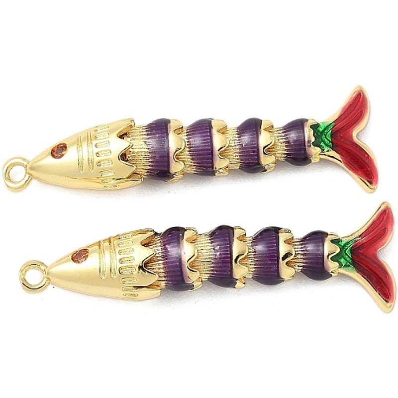 Brass Micro Pave Cubic Zirconia Fish Pendant, 18K Gold Plated — Charms & Pendants