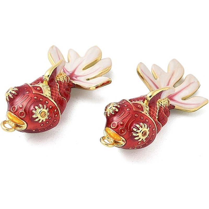 Brass Micro Pave Cubic Zirconia Enamel Fish Pendant, 18K Gold Plated — Charms & Pendants
