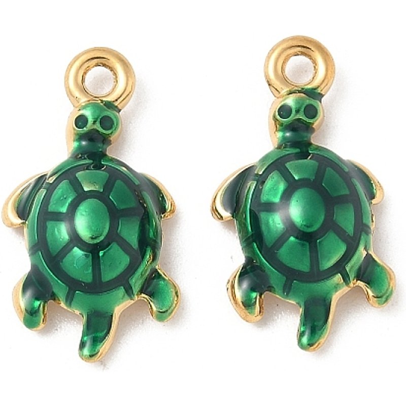 304 Stainless Steel Turtle Pendant with 18K Gold Plating — Charms & Pendants