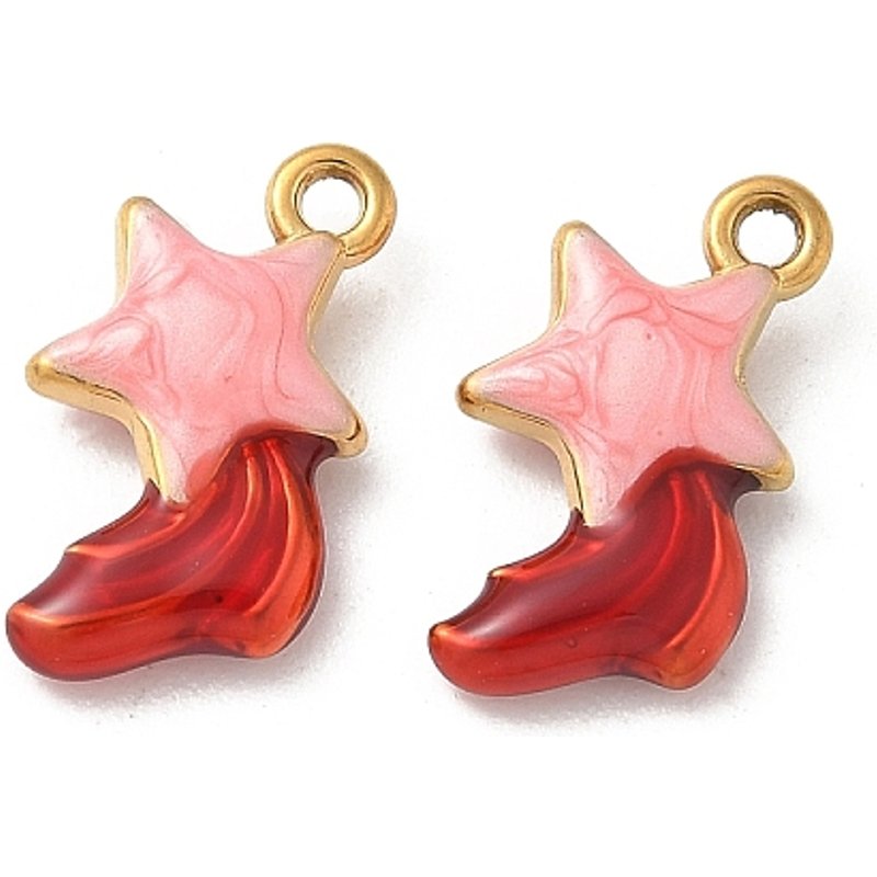 304 Stainless Steel Enamel Star Pendant with 18K Gold Plating — Charms & Pendants
