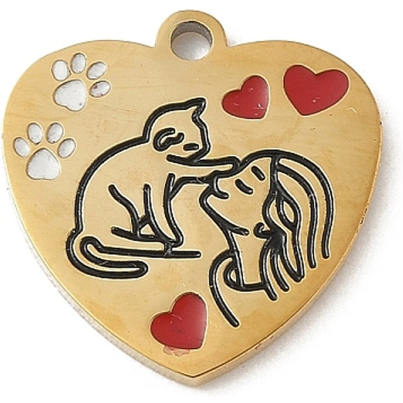 Pendentif en Forme de Chat en Acier Inoxydable avec Plaquage en Or 18K — Breloques et pendentifs
