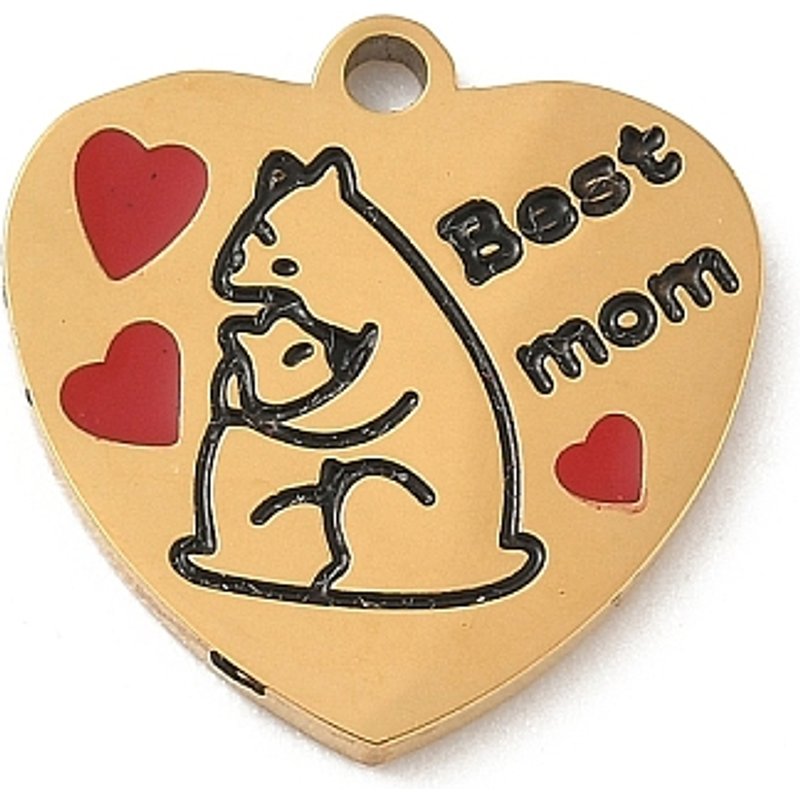 Pendentif en Acier Inoxydable en Forme de Chat, Coeur, Plaqué Or 18K — Breloques et pendentifs