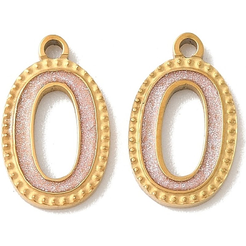 Pendentif en Émail Numéro 0 en Acier Inoxydable 304 avec Paillettes — Breloques et pendentifs