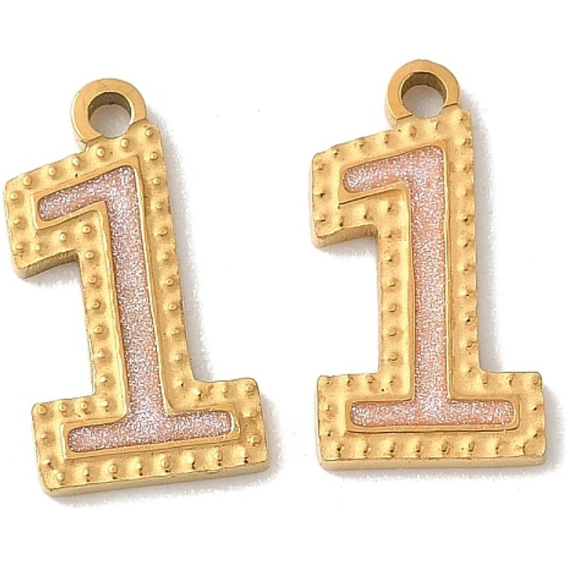 Charms en Acier Inoxydable 304 Numéro 1 avec Poudre Éclatante — Breloques et pendentifs