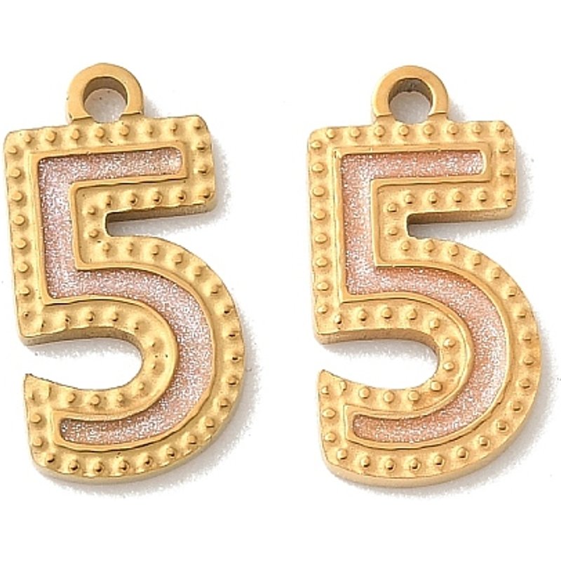 Charms Numéro 5 en Acier Inoxydable 304 avec Paillettes — Breloques et pendentifs