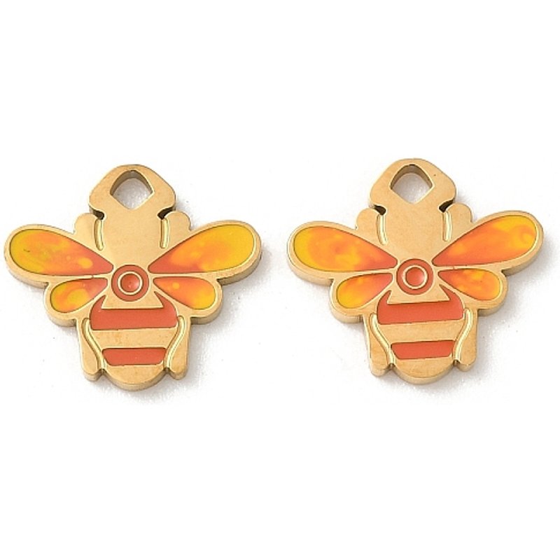Charms d'abeille en acier inoxydable 304 avec plaquage en or 18K — Breloques et pendentifs
