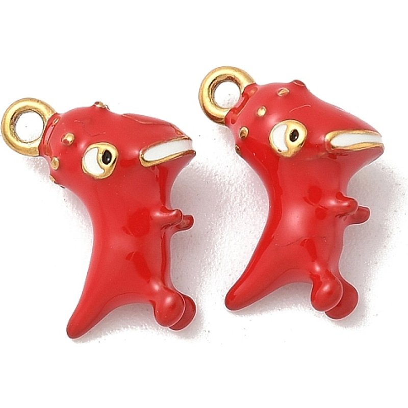 Pendentif en Émail de Dinosaure en Acier Inoxydable 304 avec Plaquage en Or 18K — Breloques et pendentifs