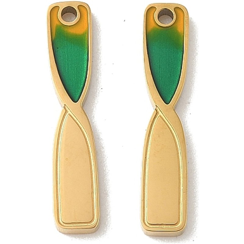 304 Stainless Steel Enamel Sand Clock Pendant with 18K Gold Plating — Charms & Pendants