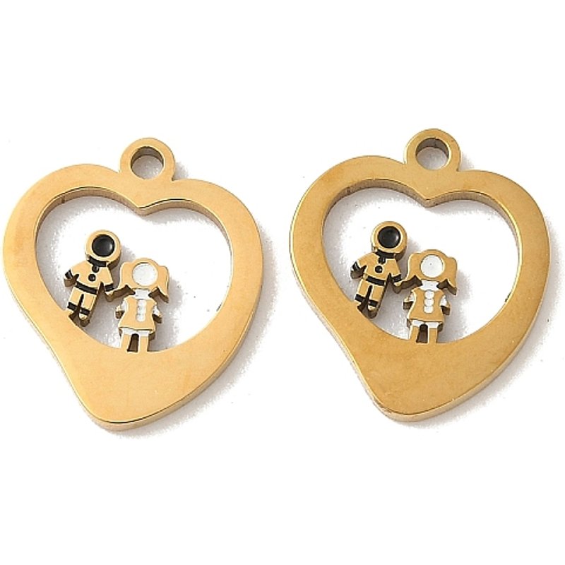 Charms en forme de cœur en acier inoxydable 304 avec plaquage or 18K — Breloques et pendentifs