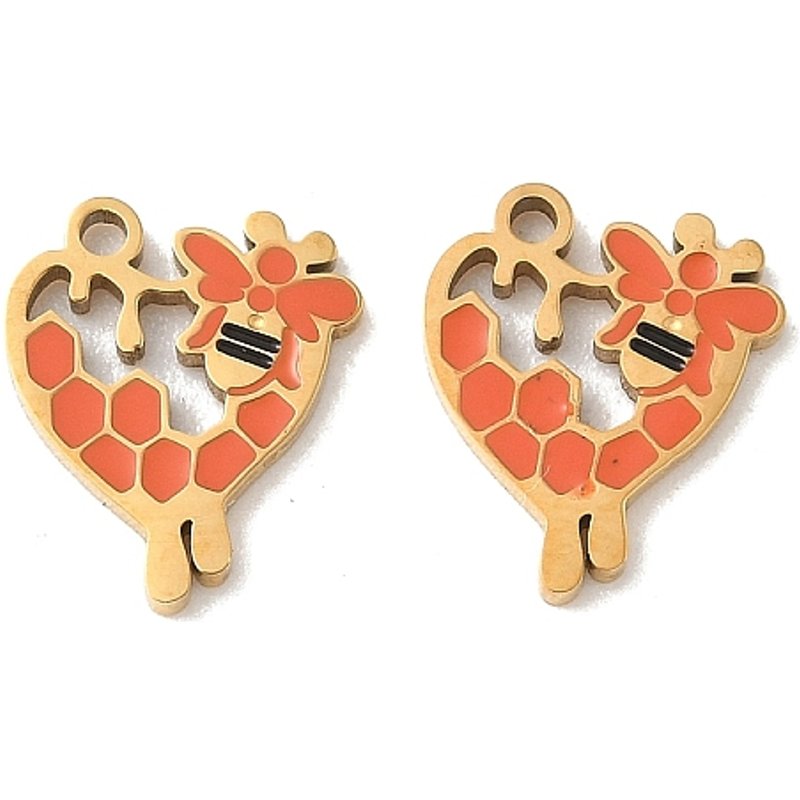 Charms en Émail en Acier Inoxydable 304, Abeilles, Plaqué Or 18K — Breloques et pendentifs