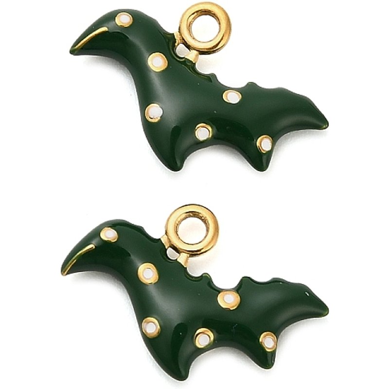 Pendentif Dinosaure en Acier Inoxydable 304 avec Émail Vert Foncé — Breloques et pendentifs