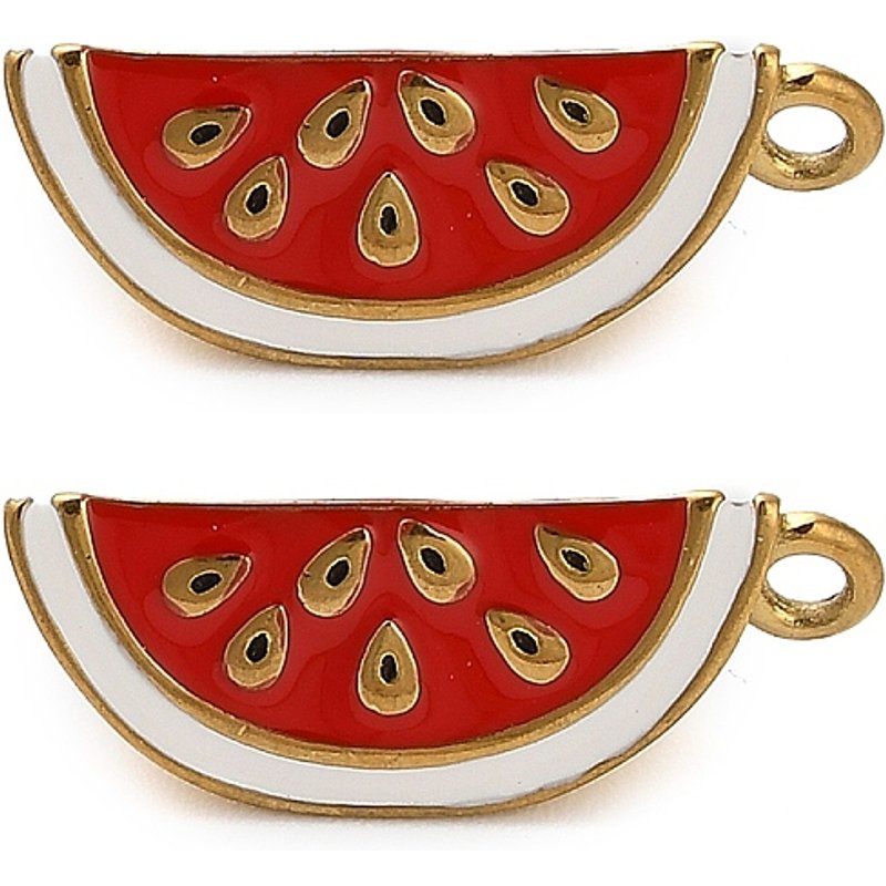 Pendentif en Acier Inoxydable 304 avec Plaquage en Or 18K - Pastèque — Breloques et pendentifs