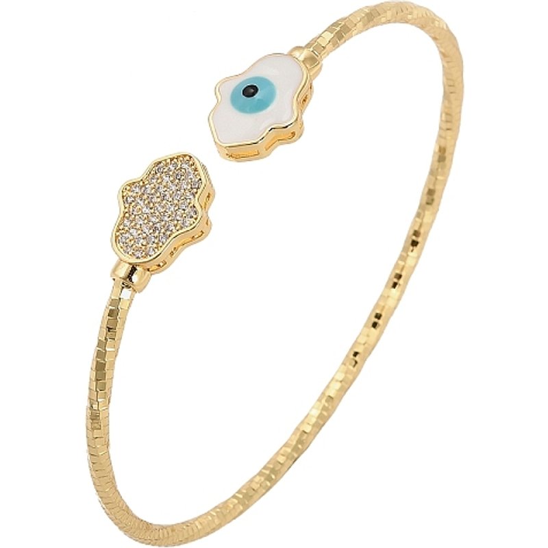 Brass Micro Pave Clear Cubic Zirconia Cuff Bangle for Women — Bracelet Women