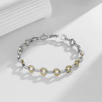 Brass Micro Pave Clear Cubic Zirconia Link Chain Bracelet for Women — Bracelet Women
