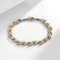 Brass Micro Pave Clear Cubic Zirconia Wheat Link Bracelet for Women
