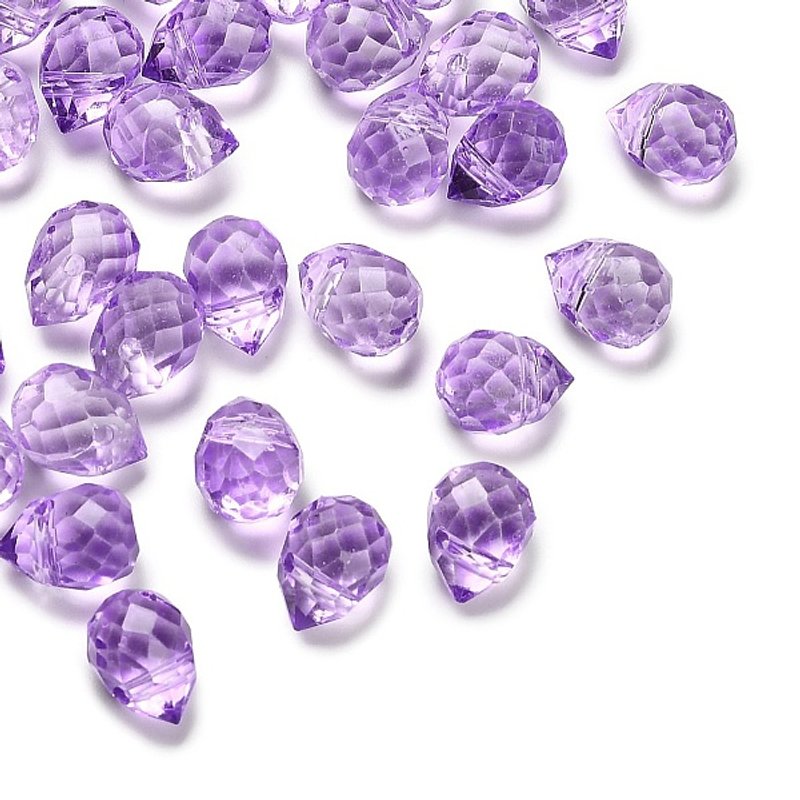 Charms en verre transparent en forme de goutte lilas avec facettes — Breloques et pendentifs