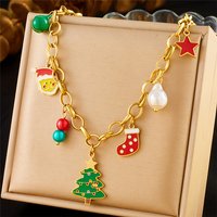 Collier Pendentif Père Noël pour Femmes en Vert et Rouge — Collier pendentif