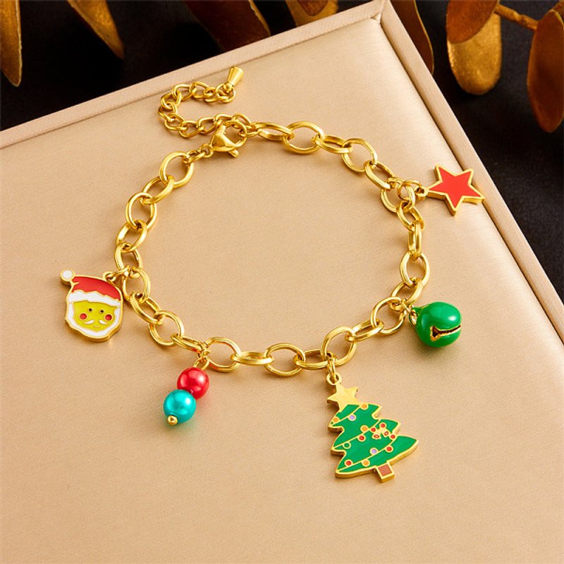 Bracelet de charme en acier inoxydable 304 sur le thème de Noël pour femmes — Bracelet Femme
