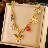 Collier Pendentif de Cerf avec Cloche de Noël pour Femmes, 16.34 pouces — Collier pendentif