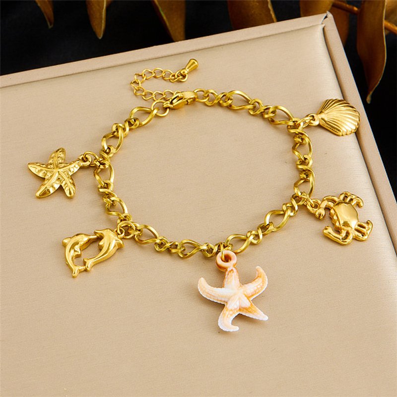 Bracelet à Charms en Acier Inoxydable 304 Thème Océan pour Femmes — Bracelet Femme