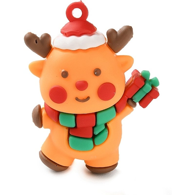 Christmas Theme Elk PVC Plastic Pendant - 49x36x23mm