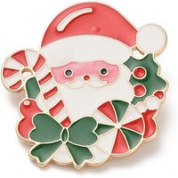 Épinglette en Émail de Père Noël avec Canne en Sucre, Épinglette Colorée — Broches
