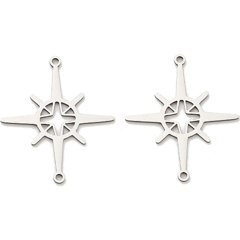 Pendentif Étoile en Acier Inoxydable 201, Découpe Laser, 29x25mm — Breloques et pendentifs