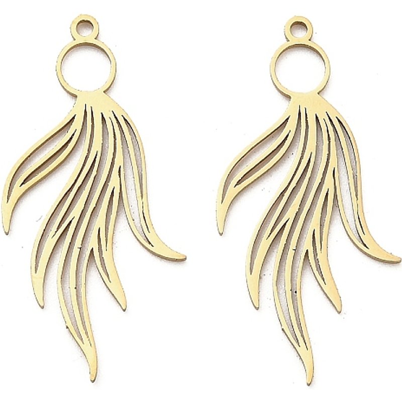 201 Stainless Steel Leaf Charm Pendant, Laser Cut, Golden — Charms & Pendants