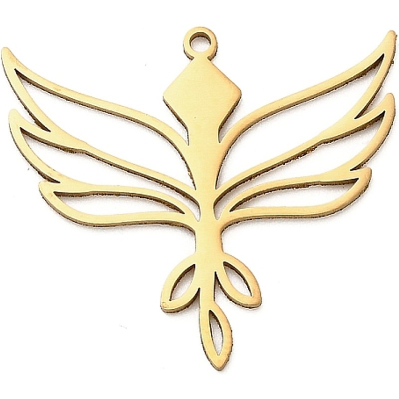 Pendentif en acier inoxydable 201, découpe au laser, charme aile, doré — Breloques et pendentifs