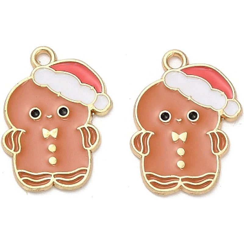 Golden Gingerbread Man Alloy Enamel Pendant 23x16.5mm — Charms & Pendants