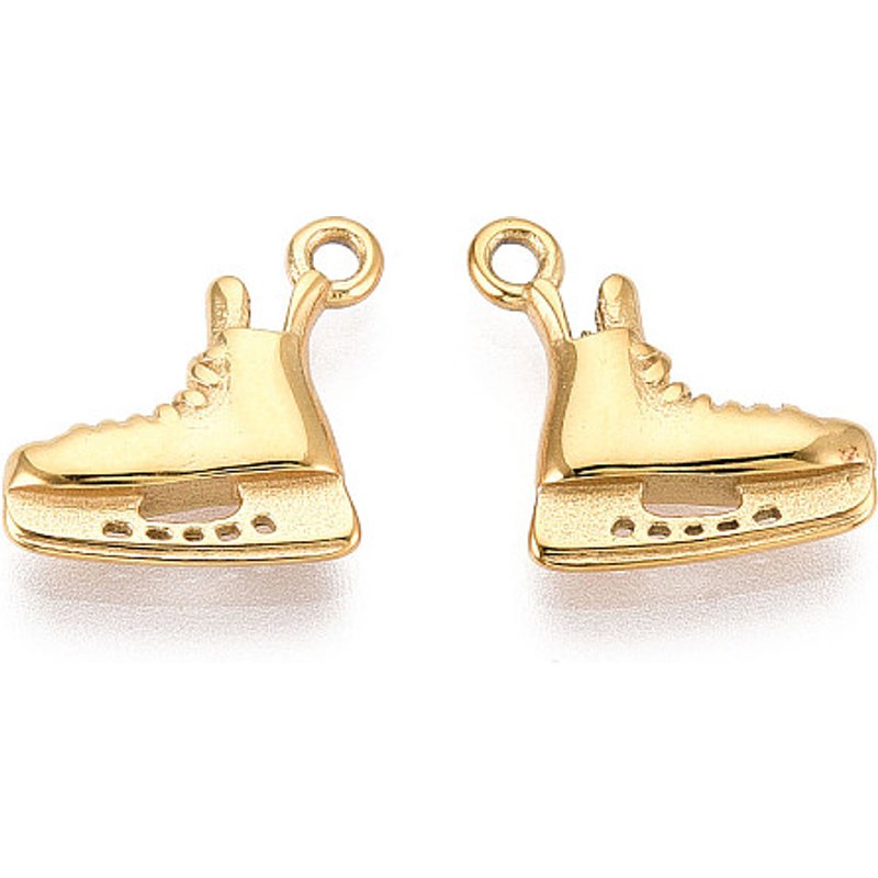 304 Stainless Steel Roller Skate Pendant with 18K Gold Plating — Charms & Pendants