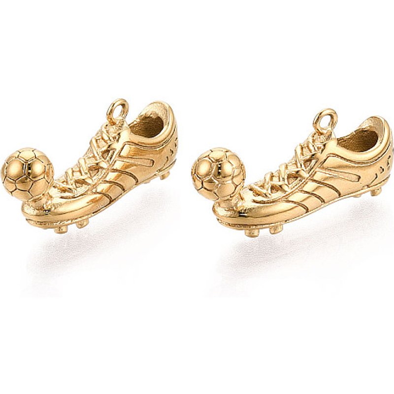 Pendentif en acier inoxydable 304, chaussure de football plaquée or 18K — Breloques et pendentifs