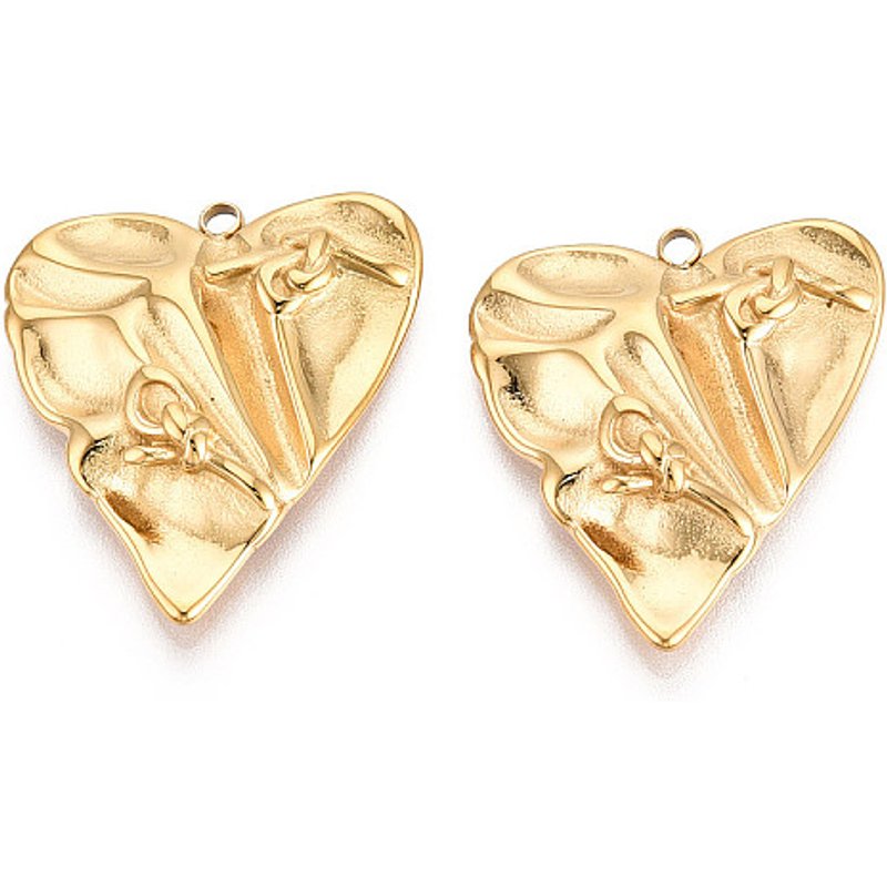 Pendentif en Acier Inoxydable en Forme de Cœur avec Plaquage en Or 18K — Breloques et pendentifs