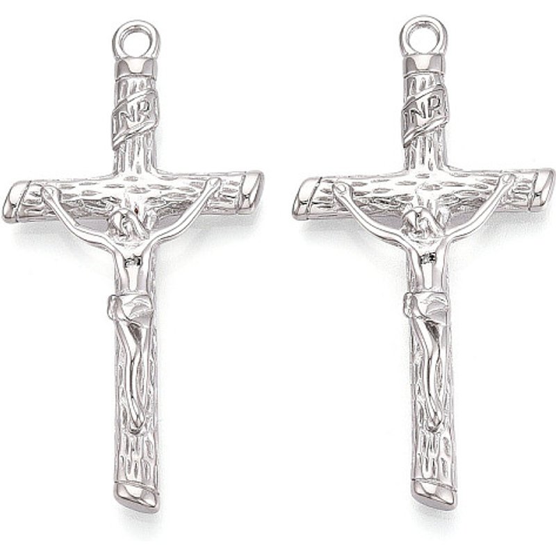 Pendentif Crucifix en Acier Inoxydable 304, 58mm x 30mm — Breloques et pendentifs