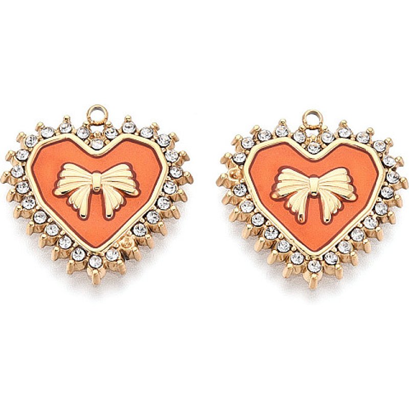 Pendentif en Acier Inoxydable avec Cœur et Nœud, Plaqué Or 18K — Breloques et pendentifs