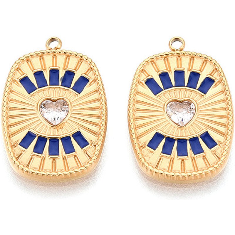 Pendentif en Acier Inoxydable 304 avec Cristaux et Émail — Breloques et pendentifs